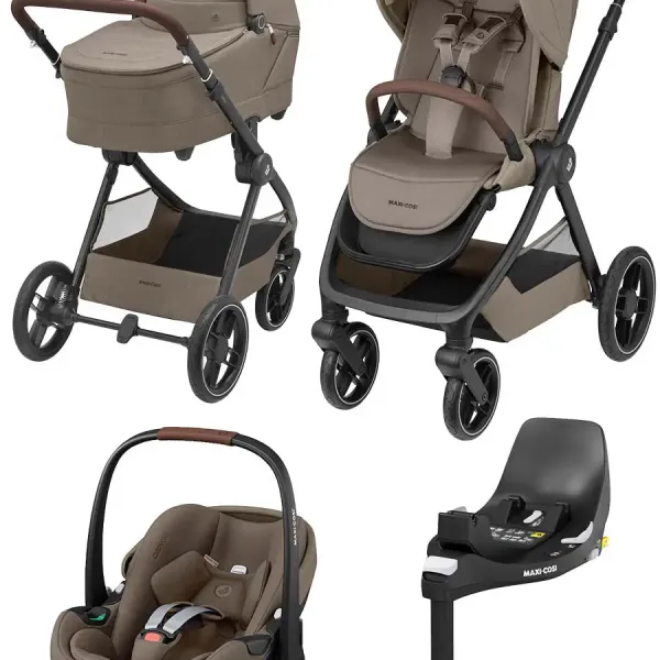 Maxi-Cosi Oxford Plus 4-in-1-Komplettset Kombi-Kinderwagen mit. Pebble 360 Pro 2 und Familyfix 360 – Twillic in Truffle – Ansicht 1