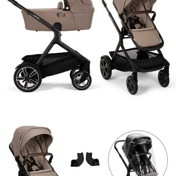 Nuna Demi Next Bundle Geschwisterwagen + Zubehör – mit. Geschwistersitz und Nuna Demi Next Babywanne in Cedar – Ansicht 1