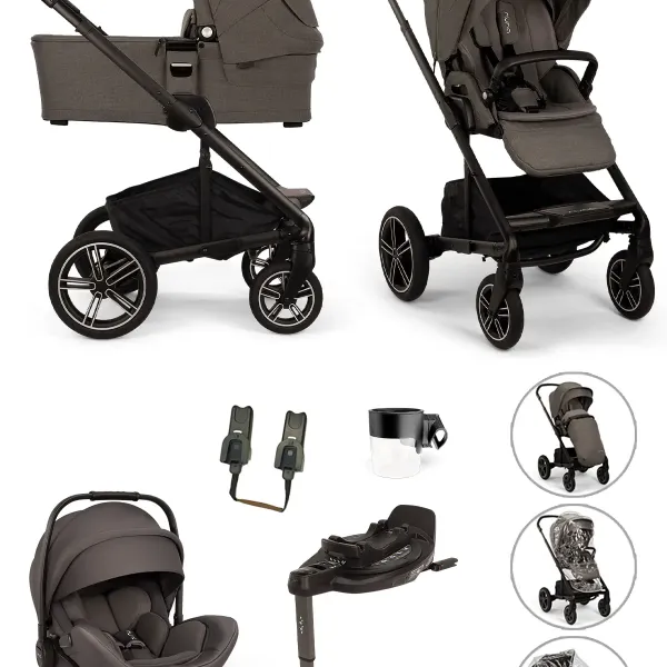 Nuna Mixx Next 4-in-1-Komplettset Kombi-Kinderwagen – mit. Nuna Arra Flex, Base Curv und Zubehör in Thunder – Ansicht 1
