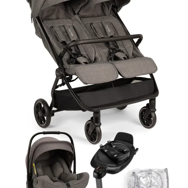 Nuna Trvl Dubl 3-in-1-Komplettset – Geschwisterbuggy mit. Pipa Next und Base Next in Thunder – Ansicht 1