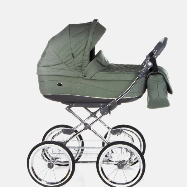 Roan Emma – Klassischer Kinderwagen – 2-in-1-Set in E-86 Green Dots – Ansicht 1