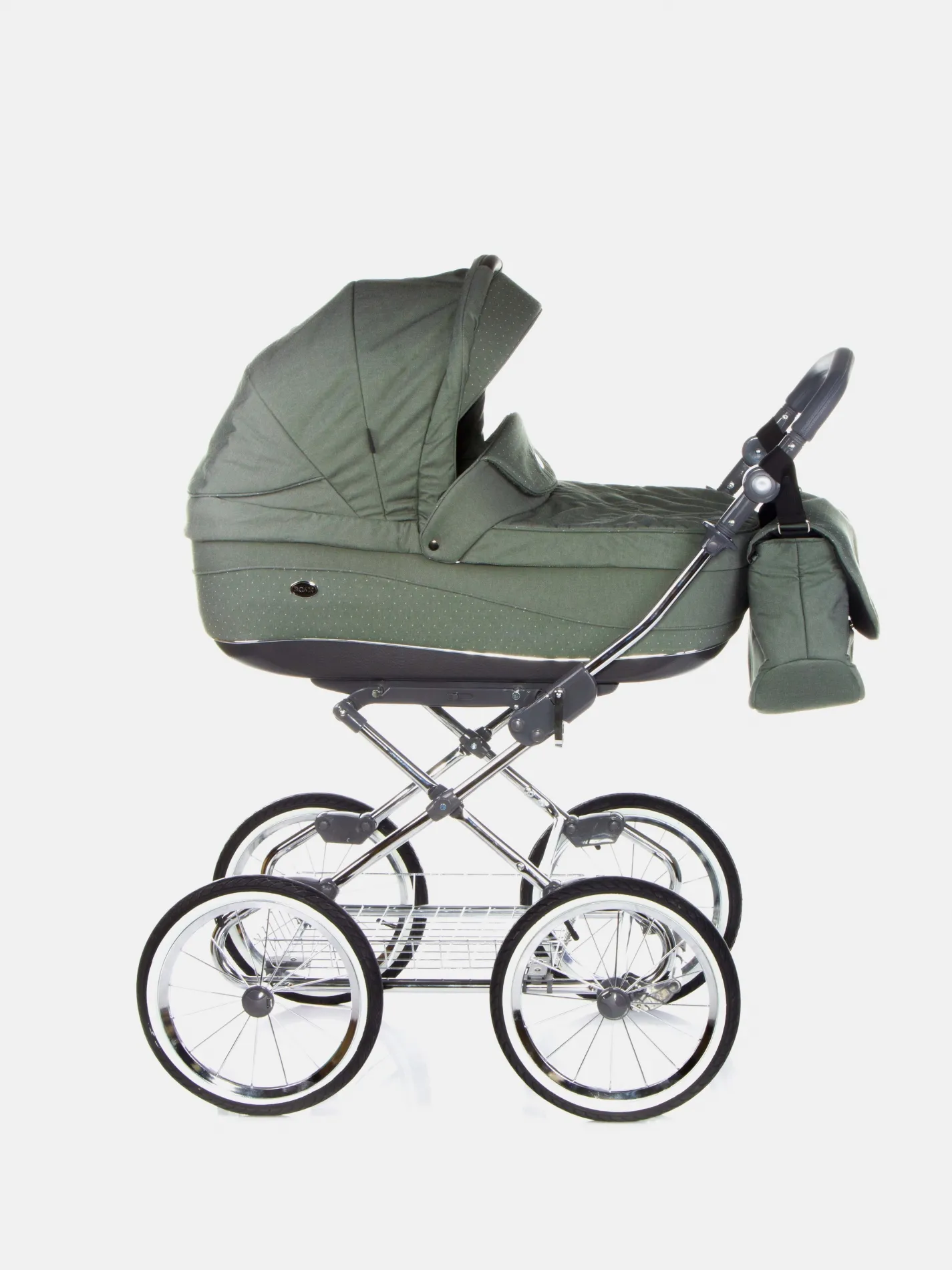 Roan Emma – Klassischer Kinderwagen – 2-in-1-Set in E-86 Green Dots – Ansicht 1