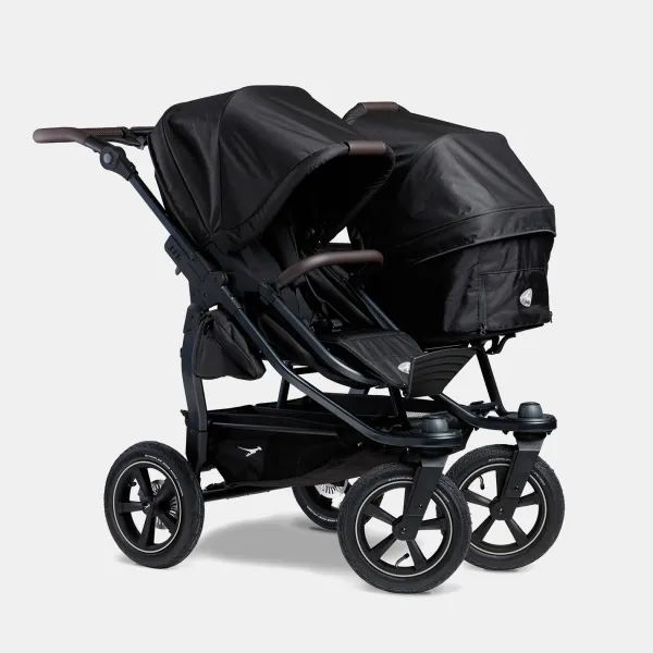 TFK Duo 2 Kombi Zwillingskinderwagen 2-in-1-Set Luftbereifung in Schwarz – Ansicht 1