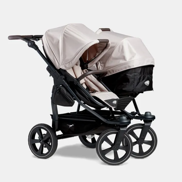 TFK Duo 2 Kombi Zwillingskinderwagen 2-in-1-Set Luftkammerbereifung in Sand – Ansicht 1