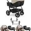 TFK Duo Kombi 4-in-1-Komplettset Zwillingskinderwagen mit. Avionaut Pixel 3 und IQ Orbit in Sand – Ansicht 1