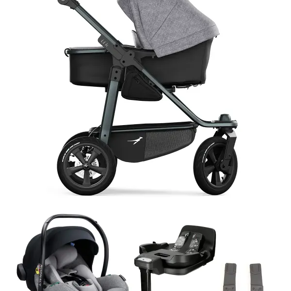 TFK Mono 3 4-in-1-Komplettset – Kombikinderwagen – Luftreifen mit. Avionaut Pixel Pro 2.0 C, IQ Orbit und Zubehör in Premium Grey – Ansicht 1