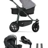TFK Mono 3 4-in-1-Komplettset – Kombikinderwagen – Luftreifen mit. Joie I-Level Pro, i-Base Encore und Zubehör in Premium Grey – Ansicht 1