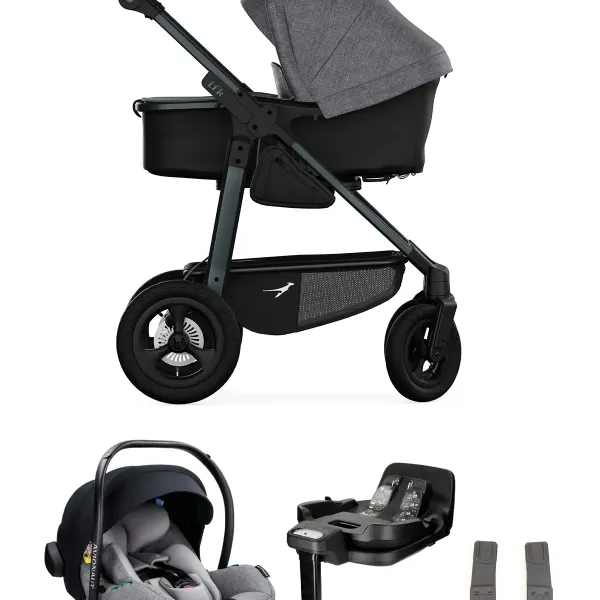 TFK Mono 4 4-in-1-Komplettset – Kombikinderwagen – Luftreifen mit. Avionaut Pixel Pro 2.0 C, IQ Orbit und Zubehör in Premium Grey – Ansicht 1