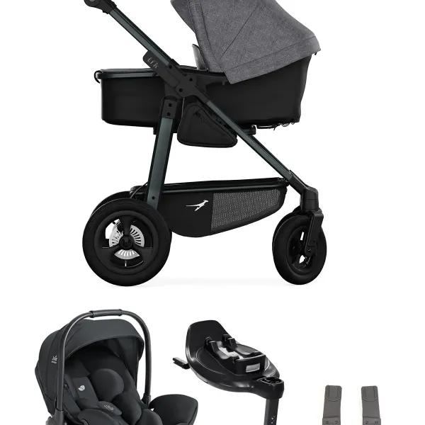 TFK Mono 4 4-in-1-Komplettset – Kombikinderwagen – Luftreifen mit. Joie I-Level Pro, i-Base Encore und Zubehör in Premium Grey – Ansicht 1