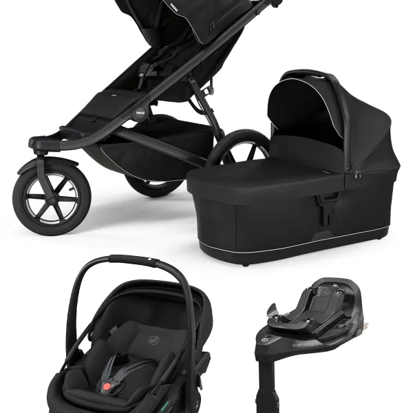 Thule Urban Glide 3 4-in-1-Komplettset Kinderwagen mit. Maxi-Cosi Coral Slide Pro und Familyfix Slide Pro in Black on Black – Ansicht 1