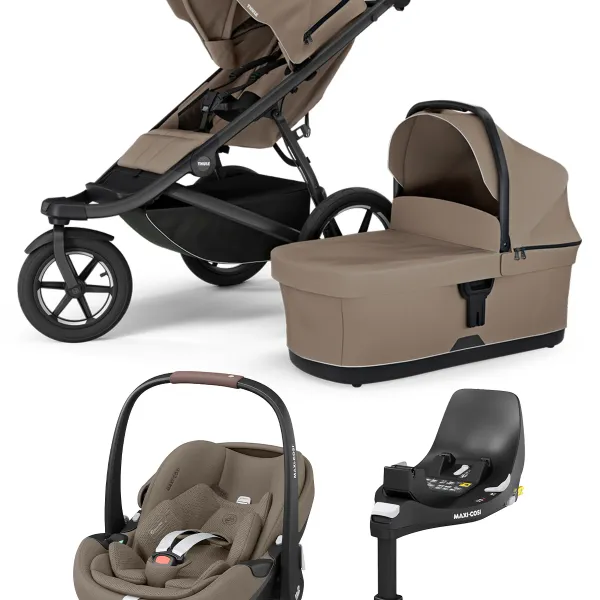 Thule Urban Glide 3 4-in-1-Komplettset Kinderwagen mit. Maxi-Cosi Pebble 360 Pro V2 und Familyfix 360 in Tinted Taupe – Ansicht 1