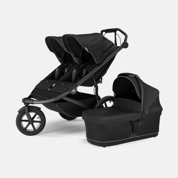 Thule – Urban Glide 3 Double – Bundle – Geschwisterwagen – Doppelbuggy – mit. Babywanne in Black – Ansicht 1
