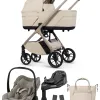 Venicci Tila 4-in-1-Komplettset Kombi-Kinderwagen mit. Maxi-Cosi Pebble Slide Pro und FamilyFix Slide Pro in Sabbia – Ansicht 1