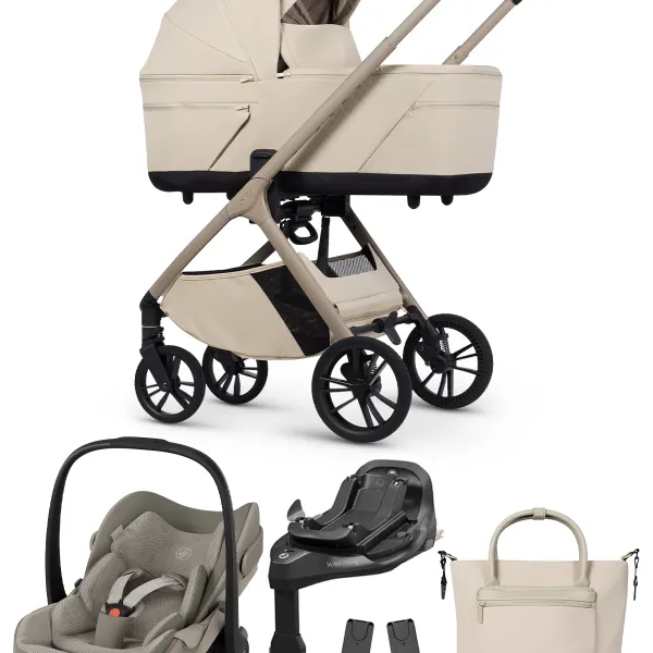 Venicci Tila 4-in-1-Komplettset Kombi-Kinderwagen mit. Maxi-Cosi Pebble Slide Pro und FamilyFix Slide Pro in Sabbia – Ansicht 1