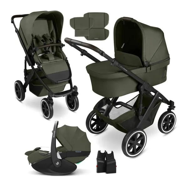 ABC Design Kombikinderwagen Salsa 5 Air mit Babyschale Pebble 360 Pro 2 avocado – für flexible Wege ab der Babyzeit in avocado – Ansicht 1