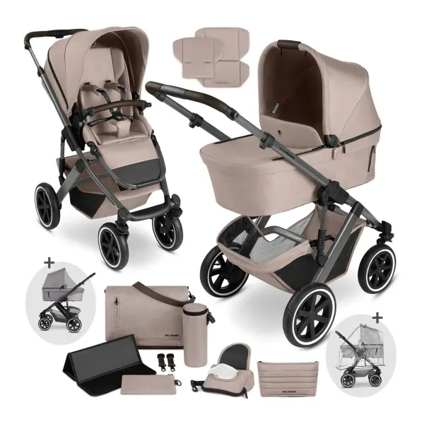 ABC Design Kombikinderwagen Salsa 5 Air mit Wickeltasche, Moskitonetz und Regenschutz – für Alltag und Familienausflüge in camel – Ansicht 1