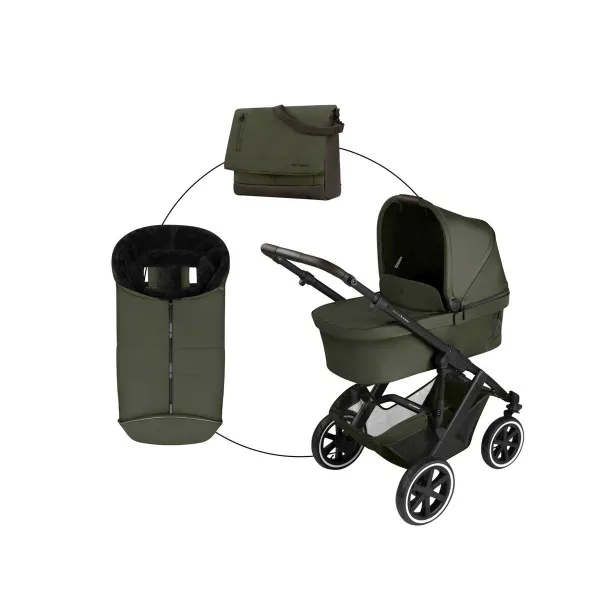 ABC Design Kombikinderwagen Salsa 5 Air mit Wickeltasche und Fußsack – für vielseitige Familienmobilität in avocado – Ansicht 1