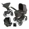 ABC Design Kombikinderwagen Sierra Trio-Set mit Babyschale Tulip – für vielseitige Familienmobilität in Nut – Ansicht 1