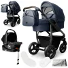 Bergsteiger Kinderwagen Capri mit Babyschale und Isofix-Station – für vielseitige Familienmobilität in blau, Gestell anthrazit – Ansicht 1