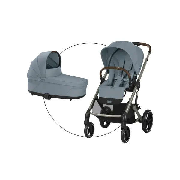 Cybex Kombikinderwagen Balios S Lux – für flexible Wege ab der Babyzeit in taupe / stormy blue – Ansicht 1