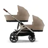 Cybex Zwillings- und Geschwisterwagen Gazelle S – für vielseitige Familienwege in almond beige – Ansicht 1