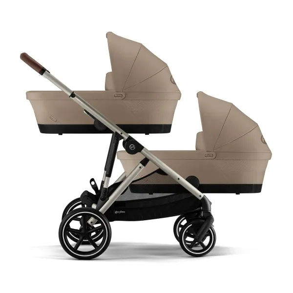 Cybex Zwillings- und Geschwisterwagen Gazelle S – für vielseitige Familienwege in almond beige – Ansicht 1