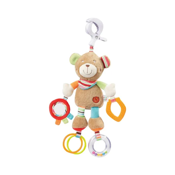 Fehn Greifling Klemm-Spielzeug Teddy Oskar – als weicher Begleiter unterwegs in Standard – Ansicht 1