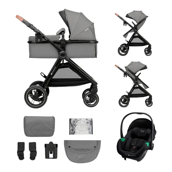 Kinderkraft Kombikinderwagen Trio-Set ESME PRO 3in1 mit Babyschale MINK PRO 2 – für flexible Wege ab der Babyzeit in moonlight grey – Ansicht 1