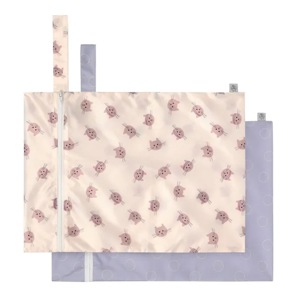 Lässig 2er-Pack Wet Bag – für feuchte Textilien und Alltagszubehör in Tiny Team Cat – Ansicht 1