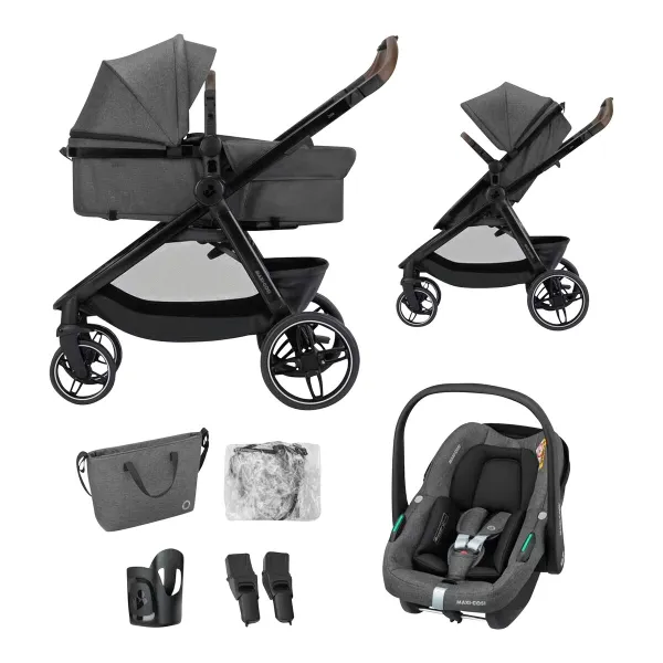 Maxi-Cosi Kombikinderwagen Zelia S2 Trio-Set mit Babyschale CabrioFix – für vielseitige Familienmobilität in select grey – Ansicht 1