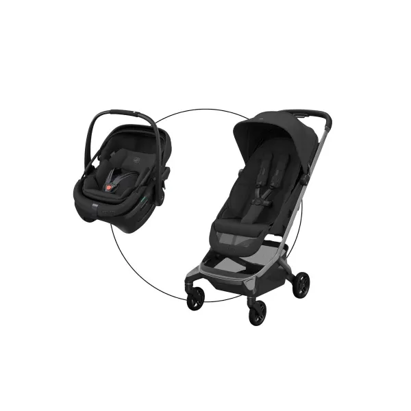 Maxi-Cosi Premium Buggy Fame Cabin mit Babyschale Coral Slide Pro – für flexible Familienwege in onyx black – Ansicht 1